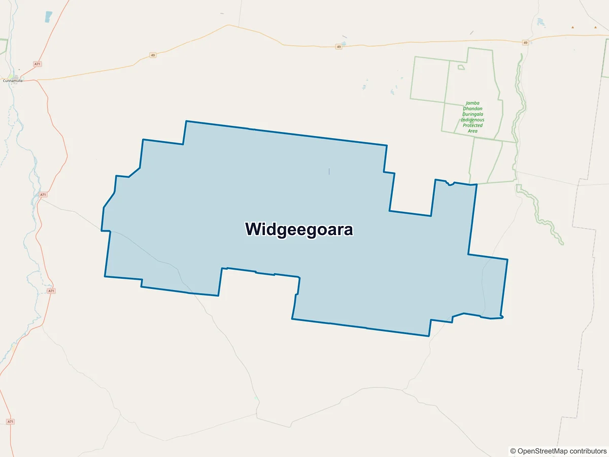 Map of Widgeegoara, QLD, Australia