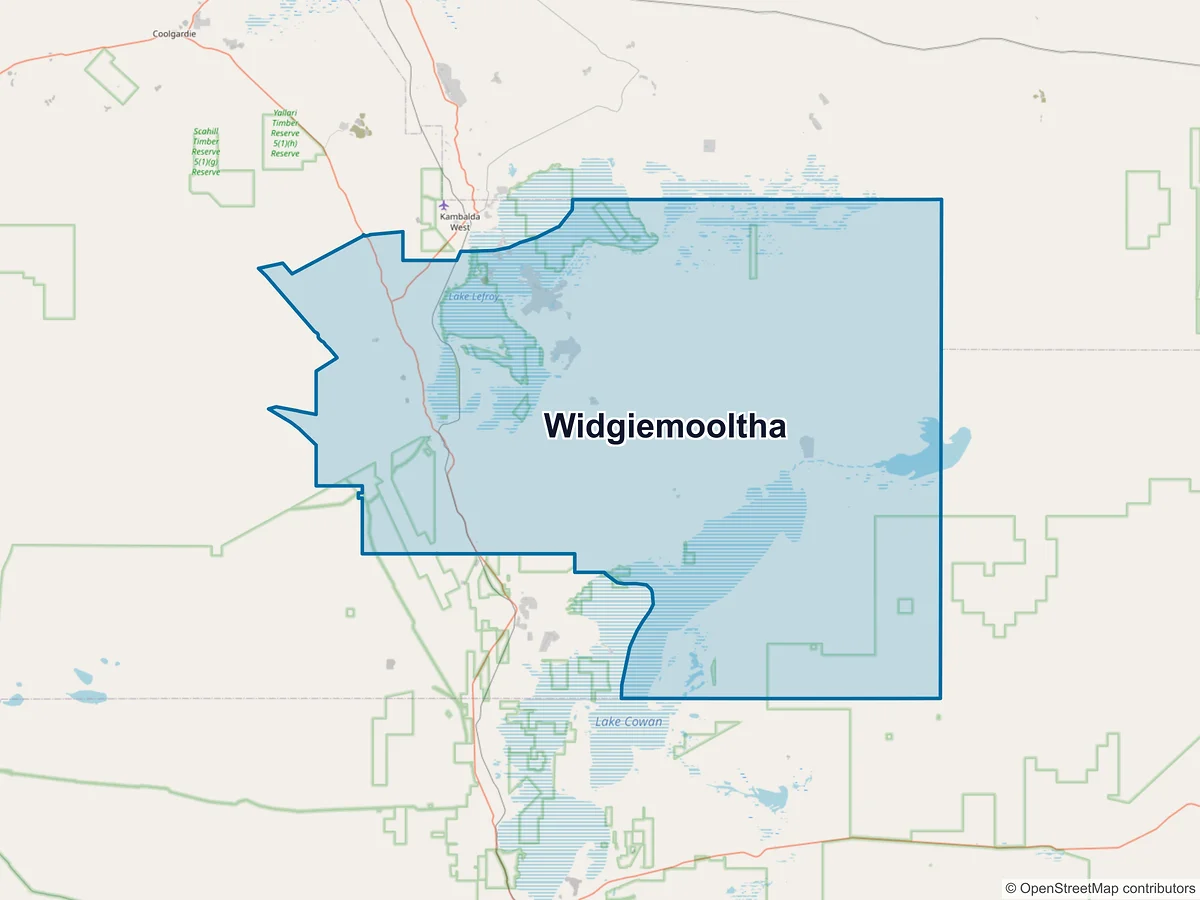 Map of Widgiemooltha, WA, Australia