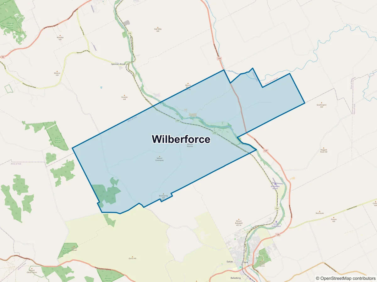 Map of Wilberforce, WA, Australia