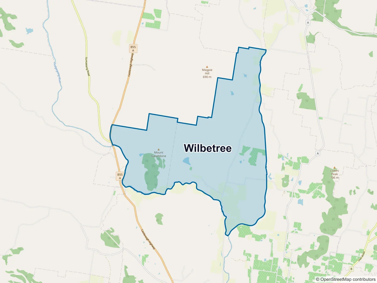 Map of Wilbetree, NSW, Australia