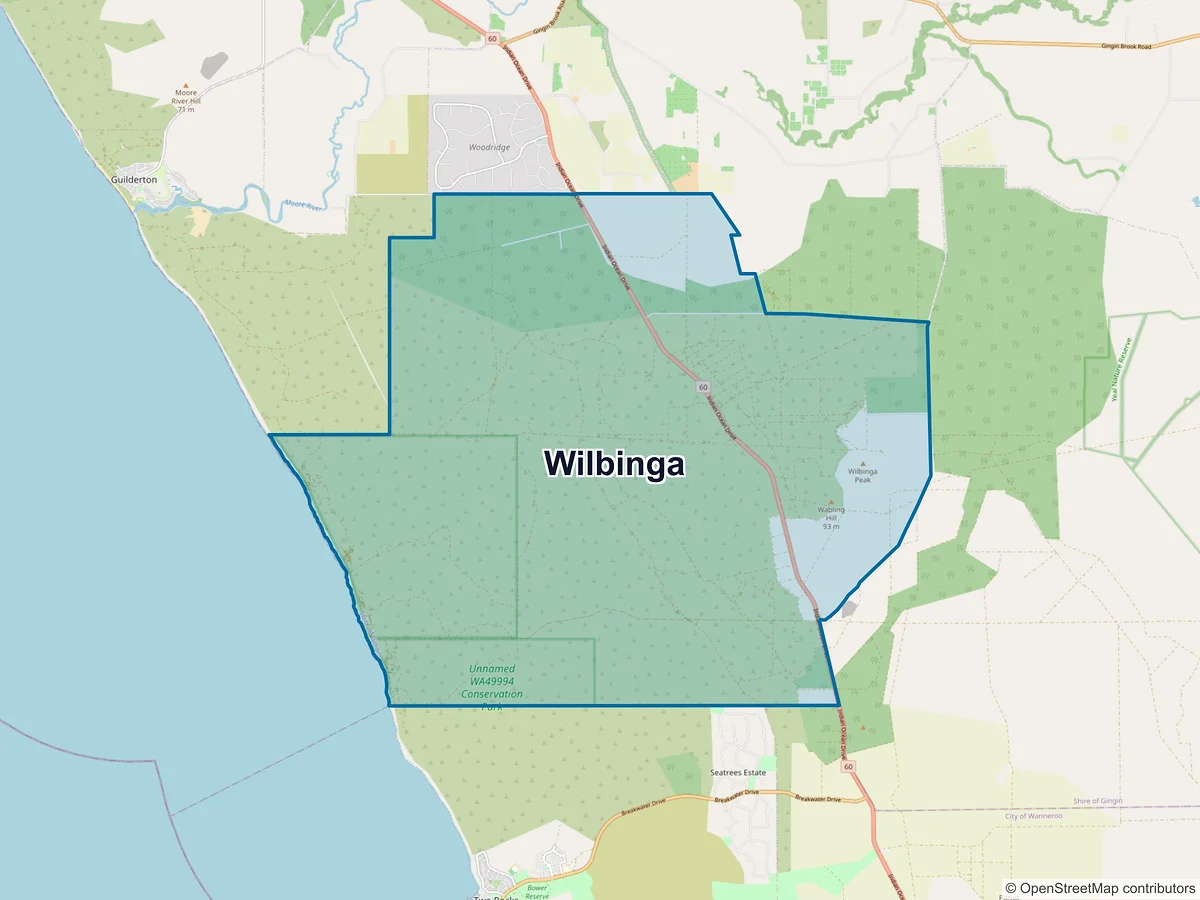Map of Wilbinga, WA, Australia