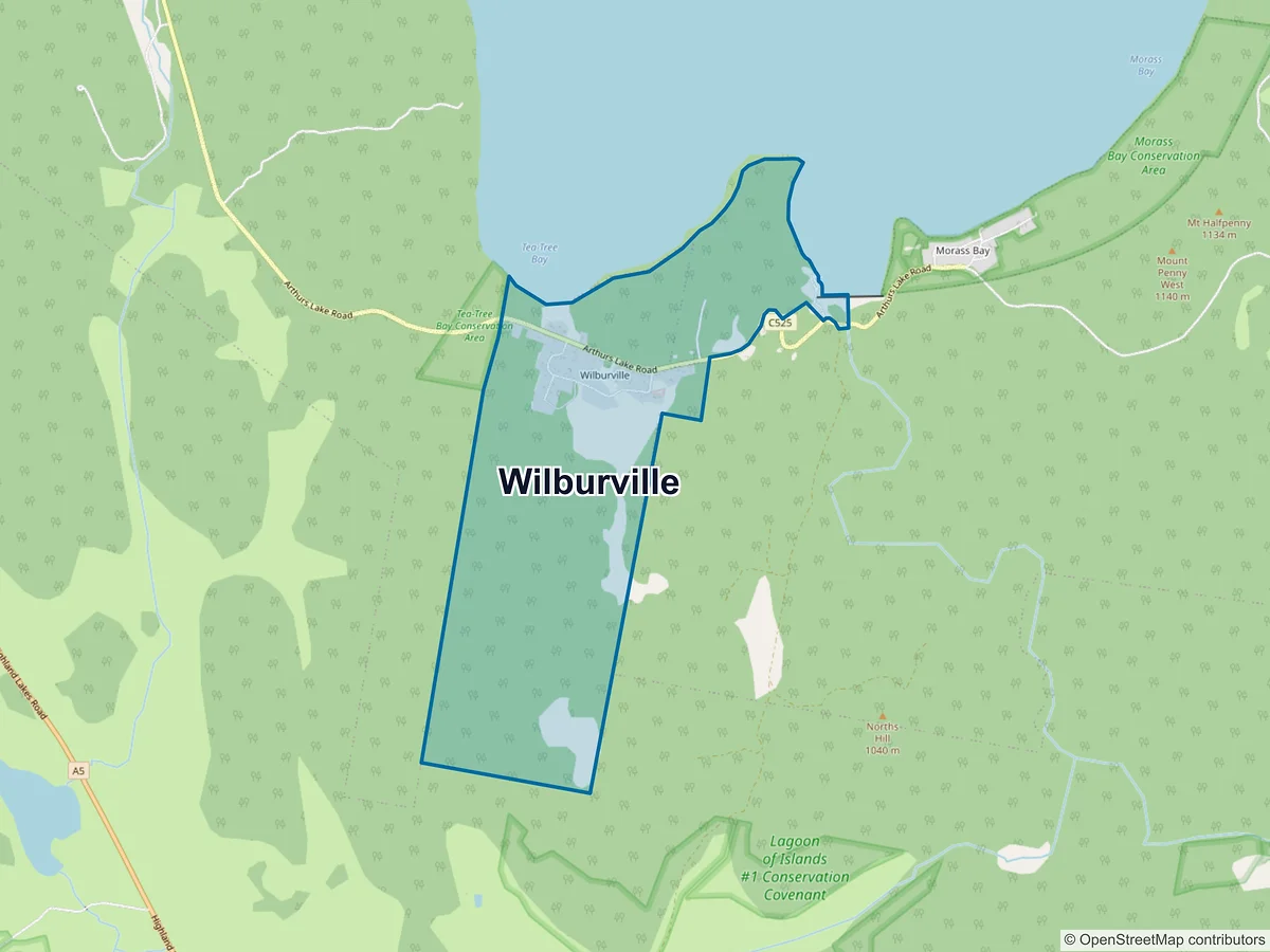 Map of Wilburville, TAS, Australia