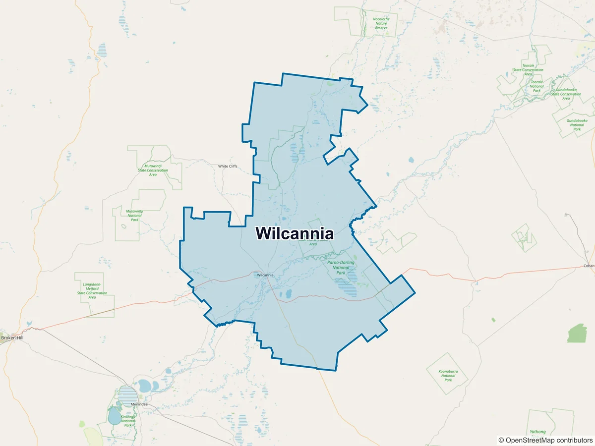 Map of Wilcannia, NSW, Australia