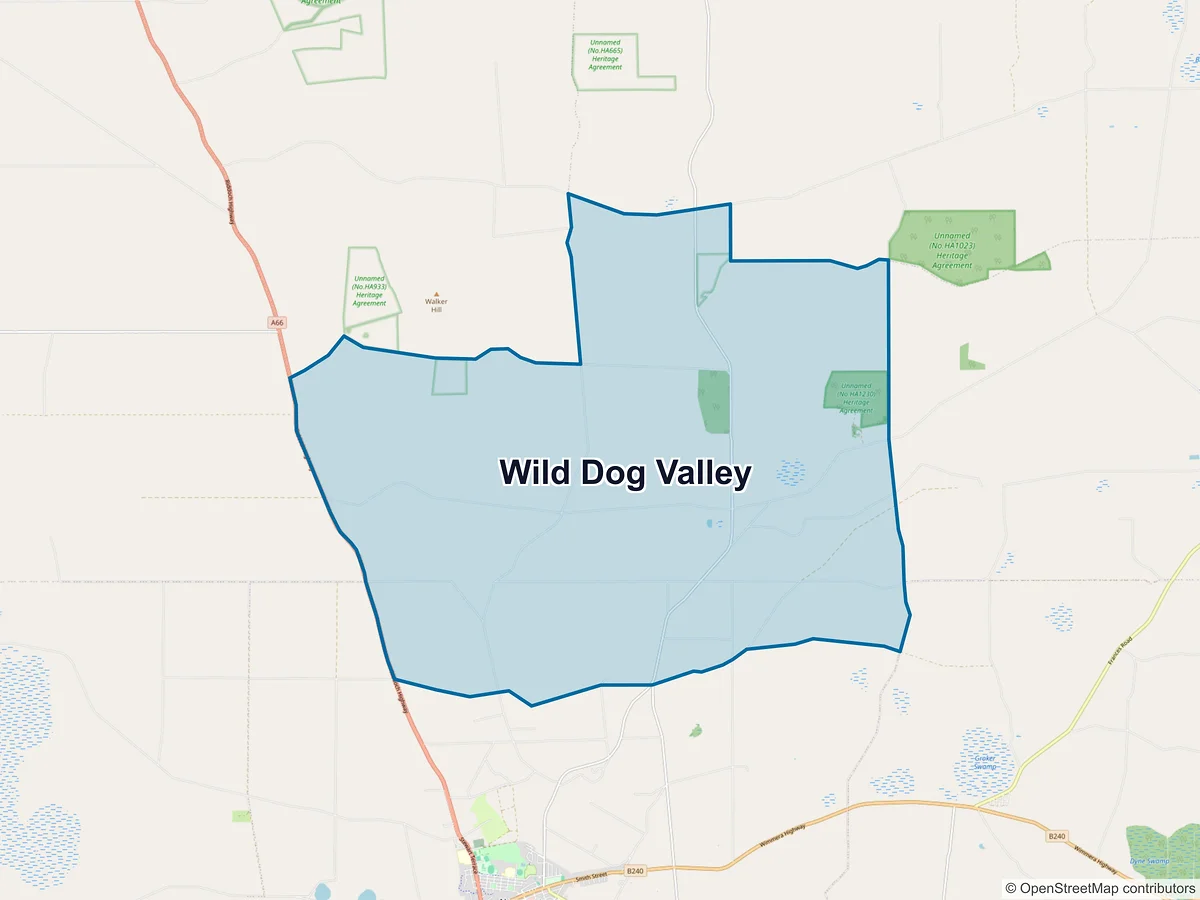 Map of Wild Dog Valley, SA, Australia