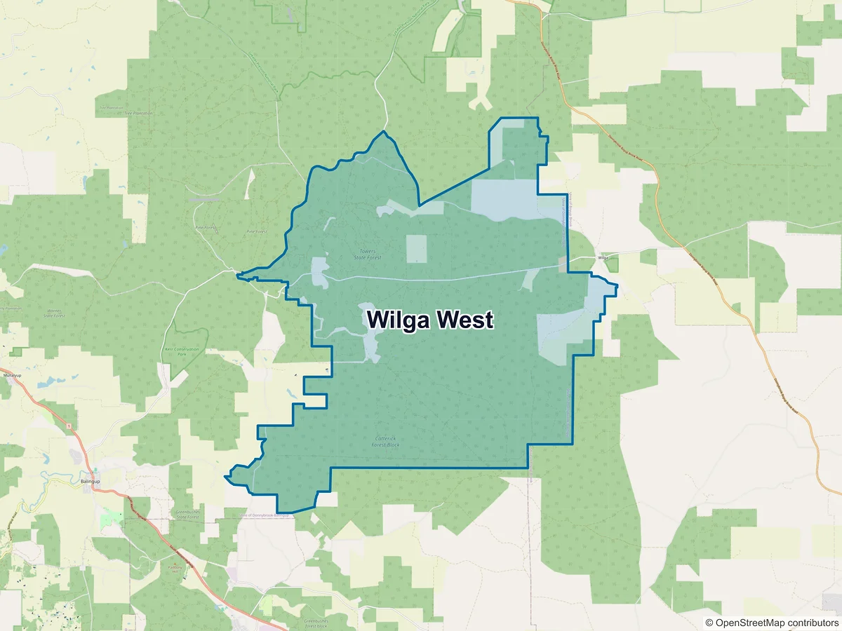 Map of Wilga West, WA, Australia