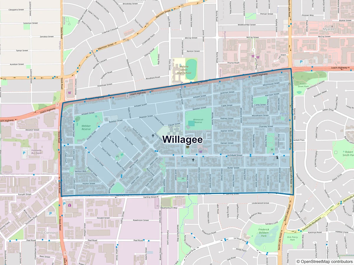 Map of Willagee, WA, Australia