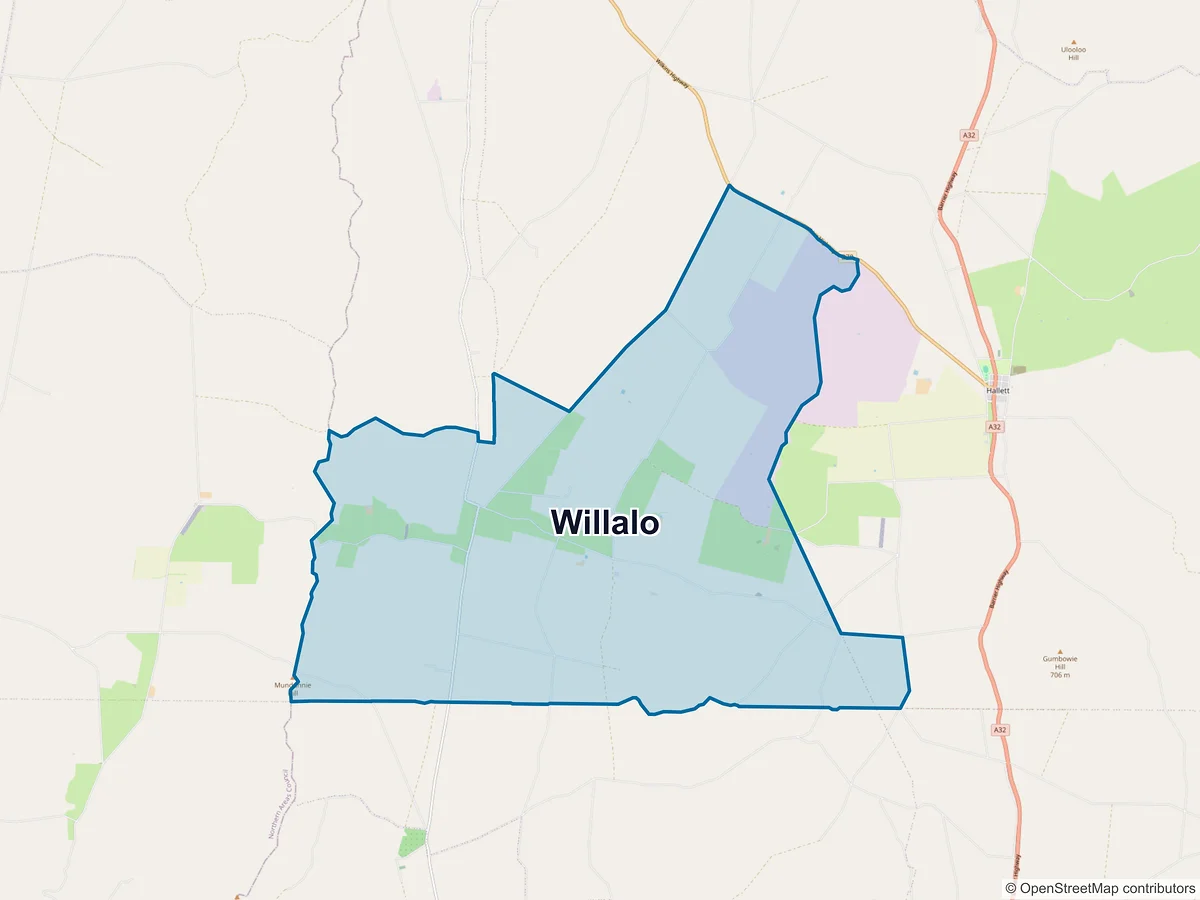 Map of Willalo, SA, Australia