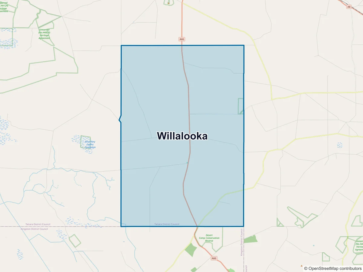Map of Willalooka, SA, Australia