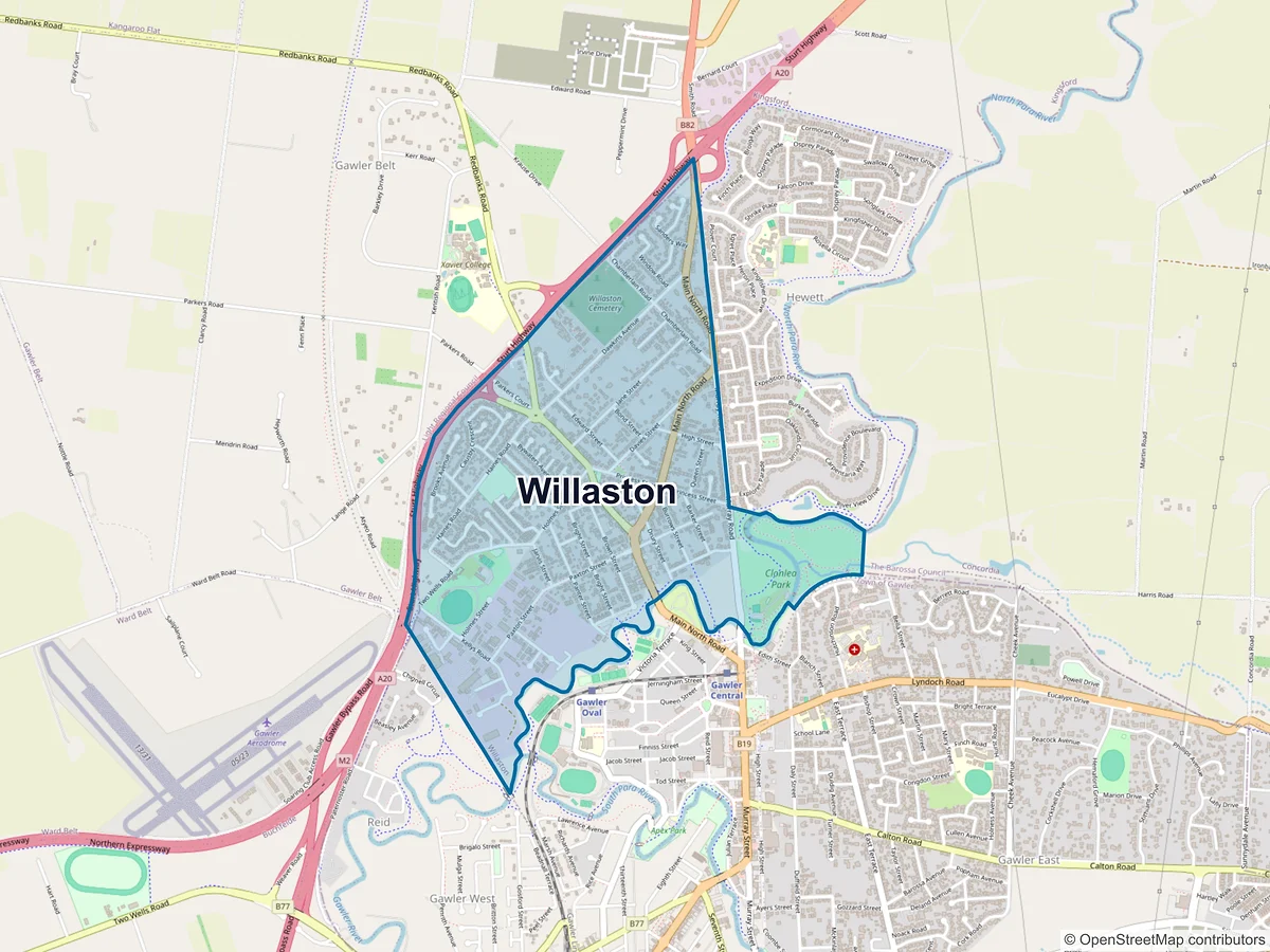 Map of Willaston, SA, Australia