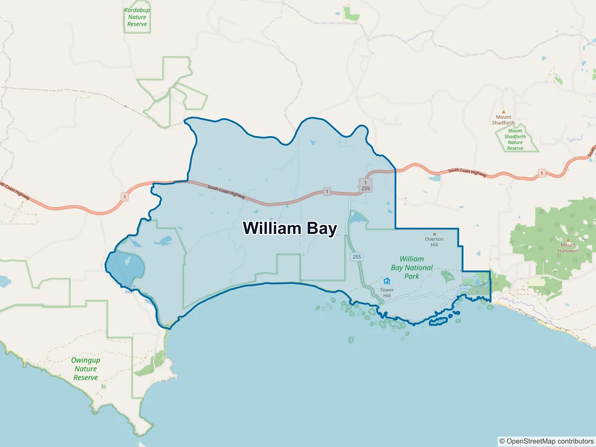 Map of William Bay, WA, Australia