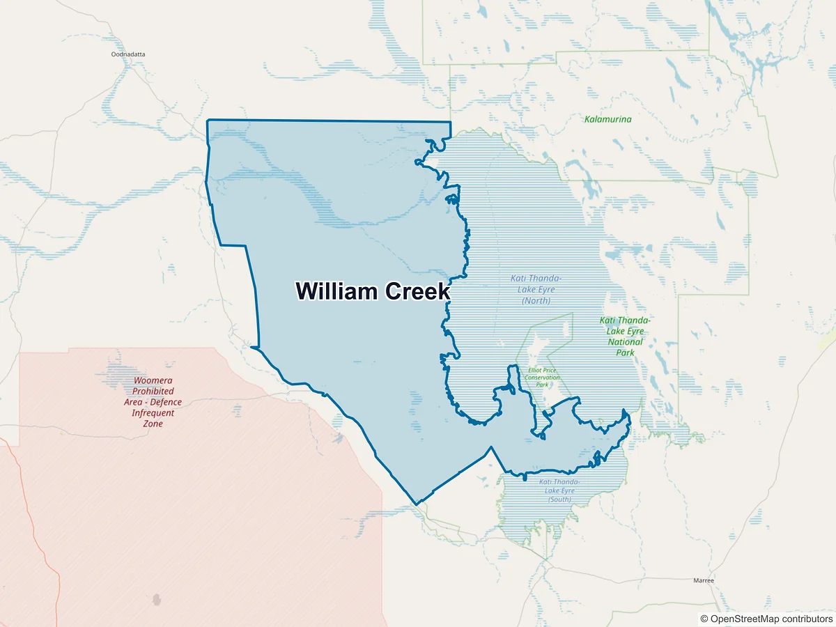 Map of William Creek, SA, Australia