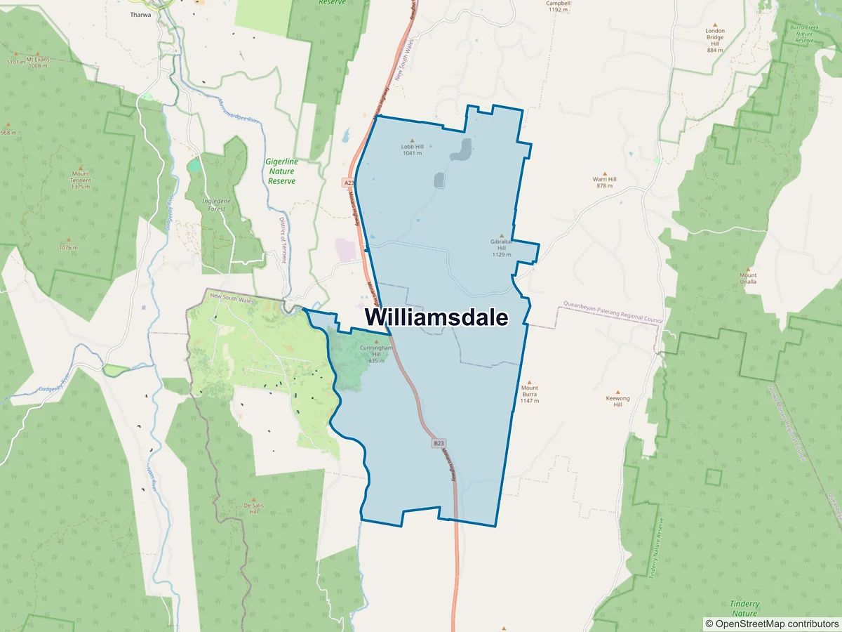 Map of Williamsdale, NSW, Australia
