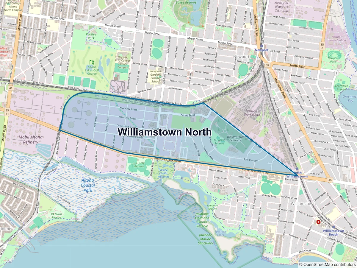 Map of Williamstown North, VIC, Australia