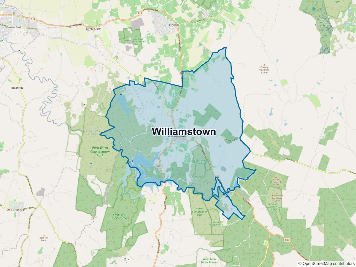 Map of Williamstown, SA, Australia