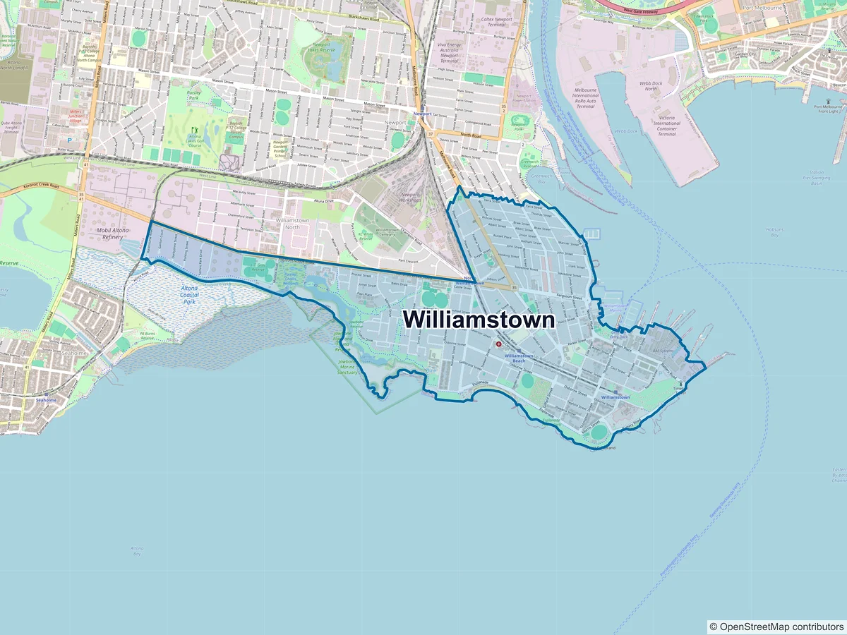 Map of Williamstown, VIC, Australia