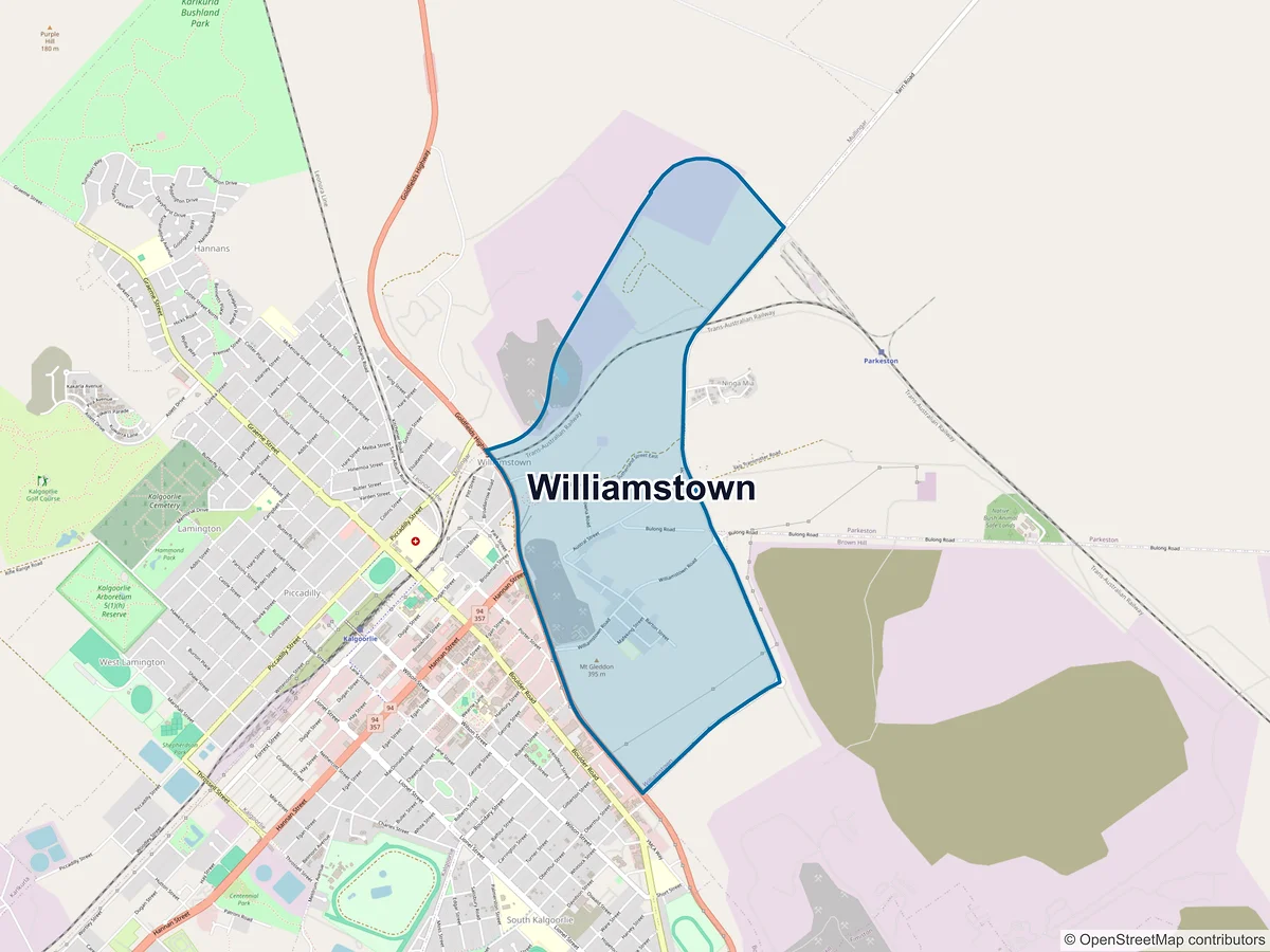 Map of Williamstown, WA, Australia