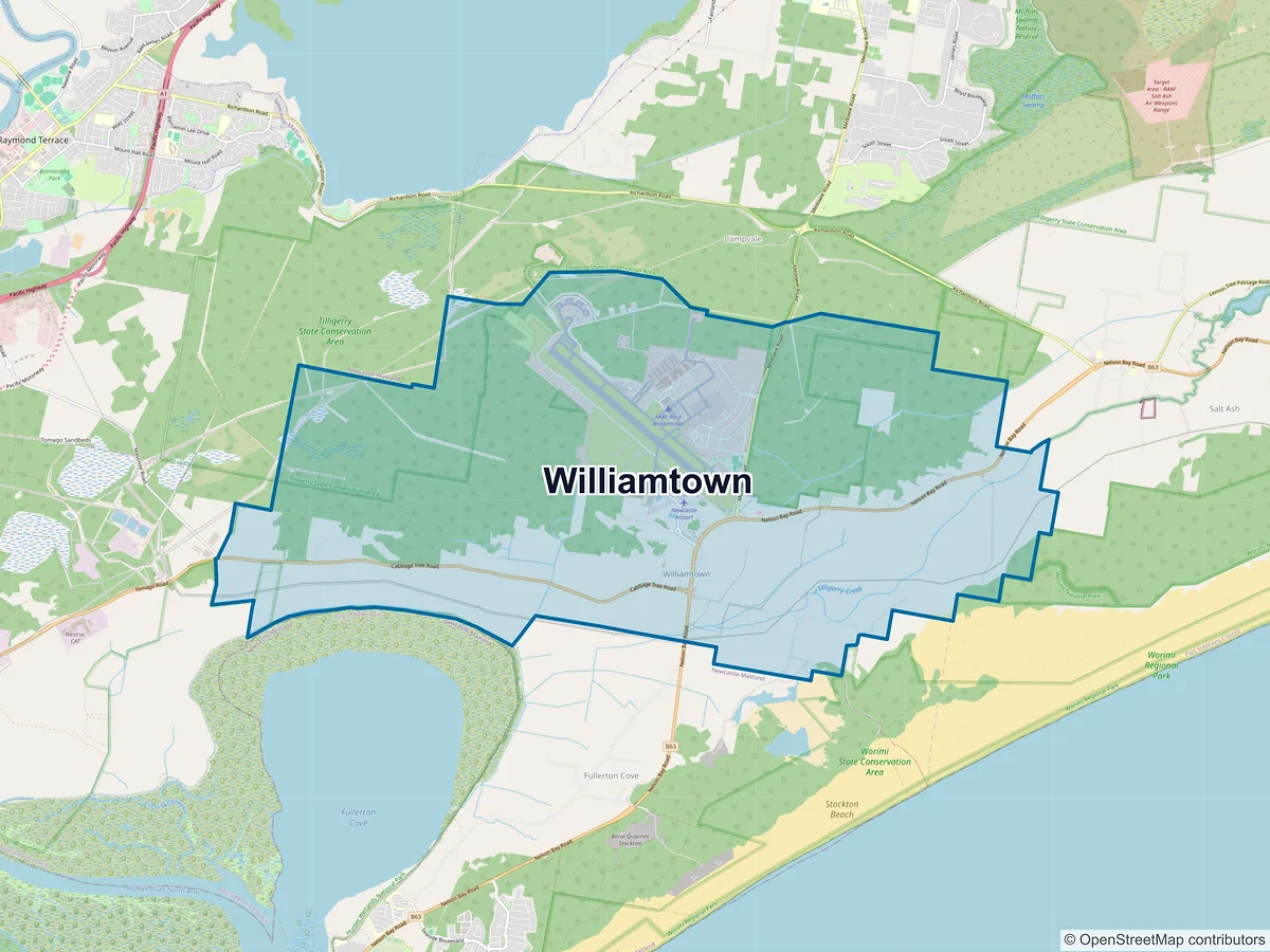 Map of Williamtown, NSW, Australia