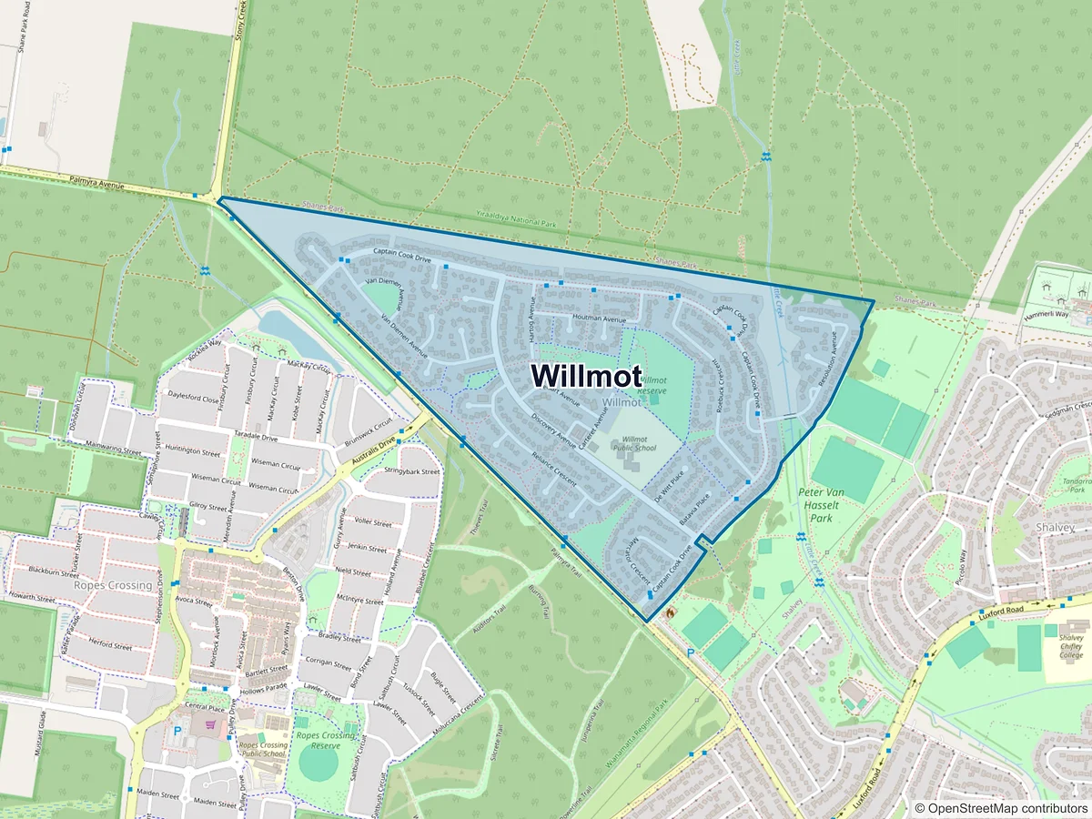 Map of Willmot, NSW, Australia