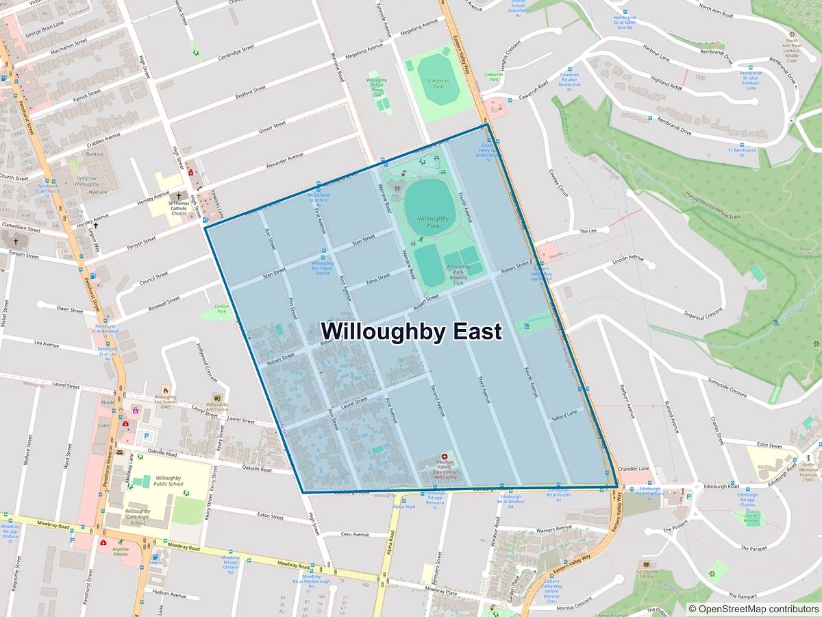 Map of Willoughby East, NSW, Australia