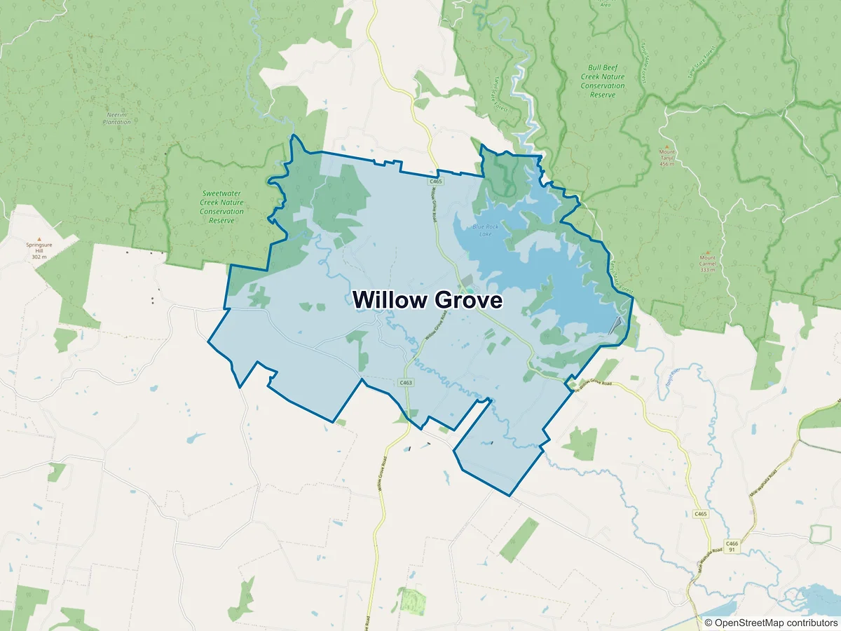 Map of Willow Grove, VIC, Australia