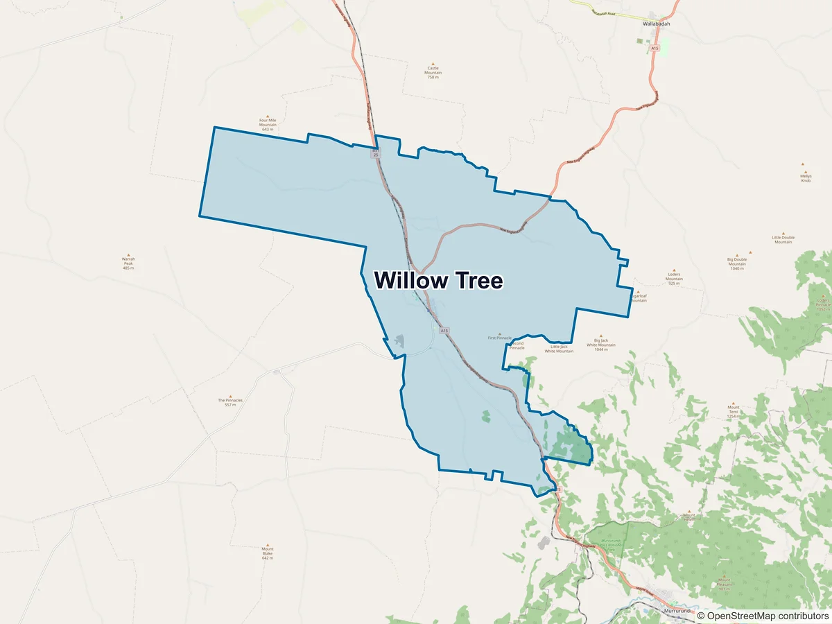 Map of Willow Tree, NSW, Australia