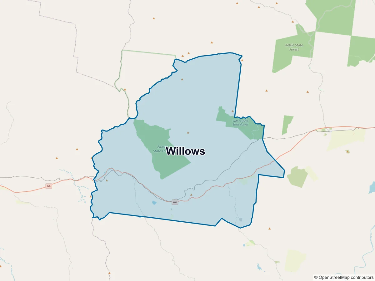 Map of Willows, QLD, Australia