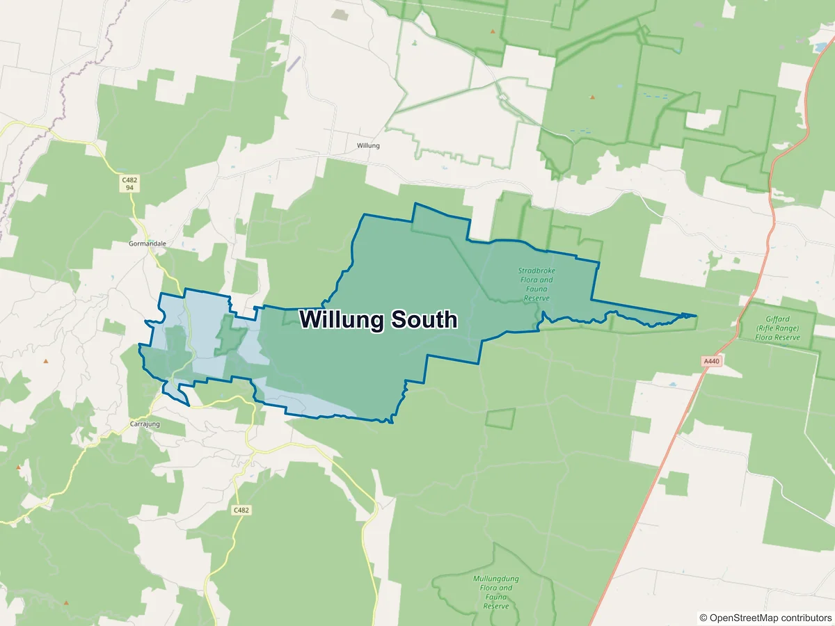 Map of Willung South, VIC, Australia