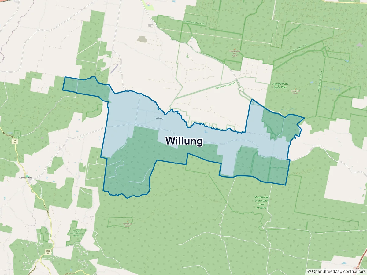 Map of Willung, VIC, Australia