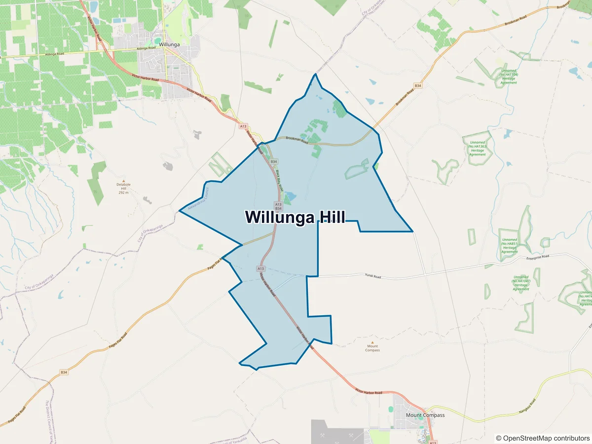 Map of Willunga Hill, SA, Australia
