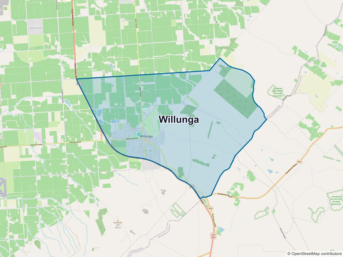 Map of Willunga, SA, Australia