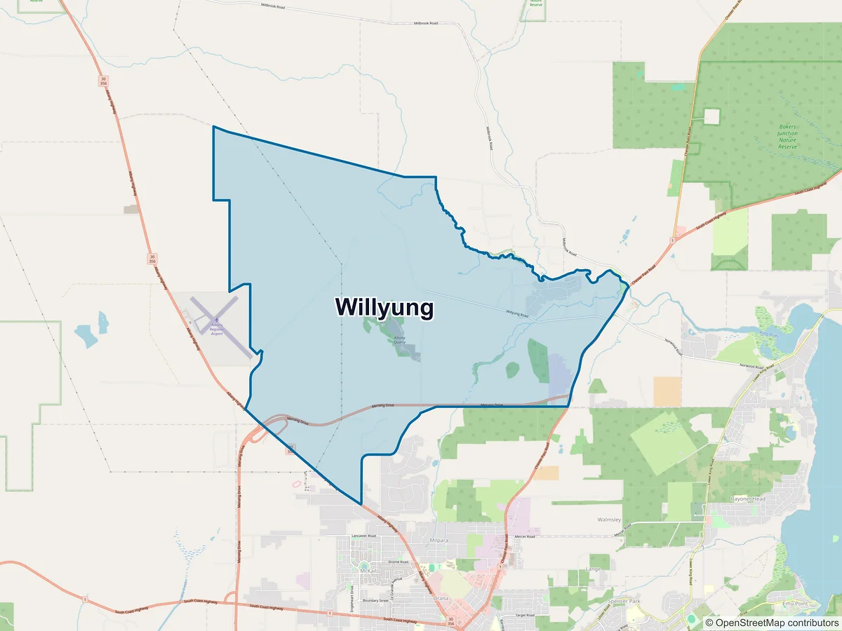 Map of Willyung, WA, Australia