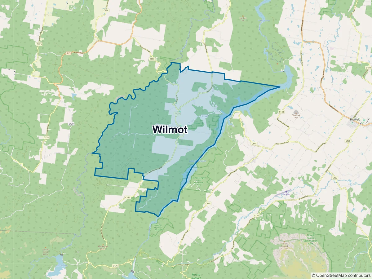 Map of Wilmot, TAS, Australia