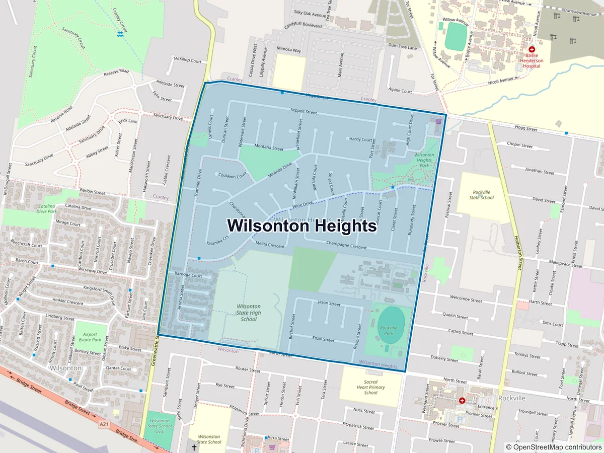 Map of Wilsonton Heights, QLD, Australia