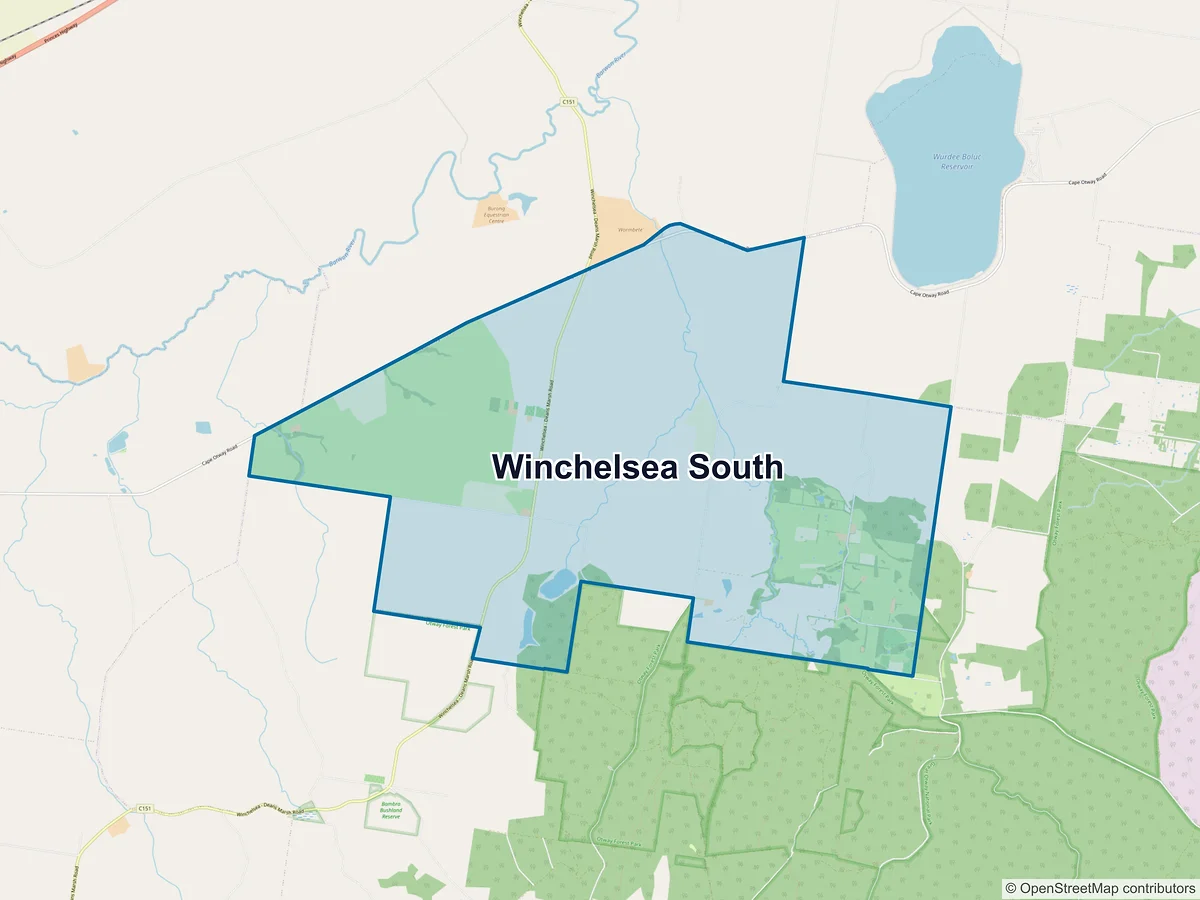 Map of Winchelsea South, VIC, Australia