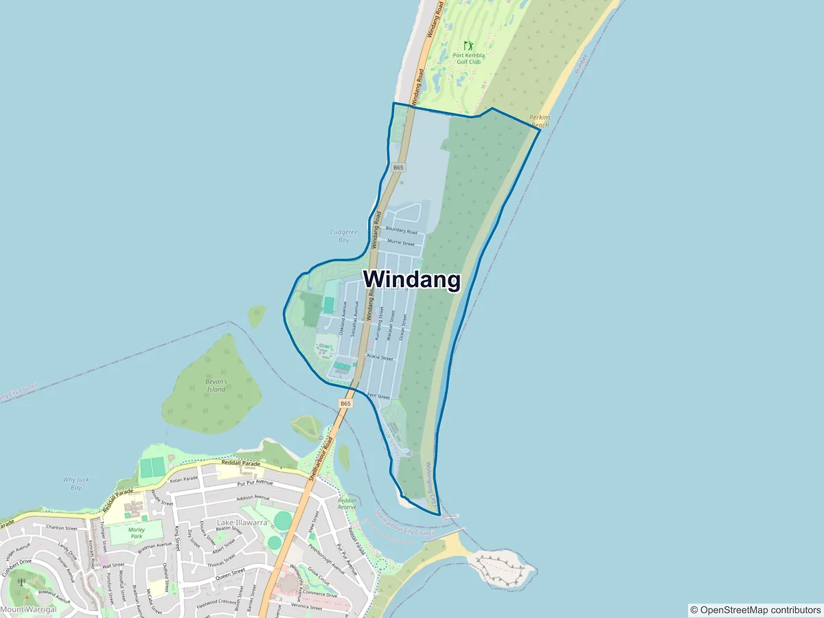 Map of Windang, NSW, Australia