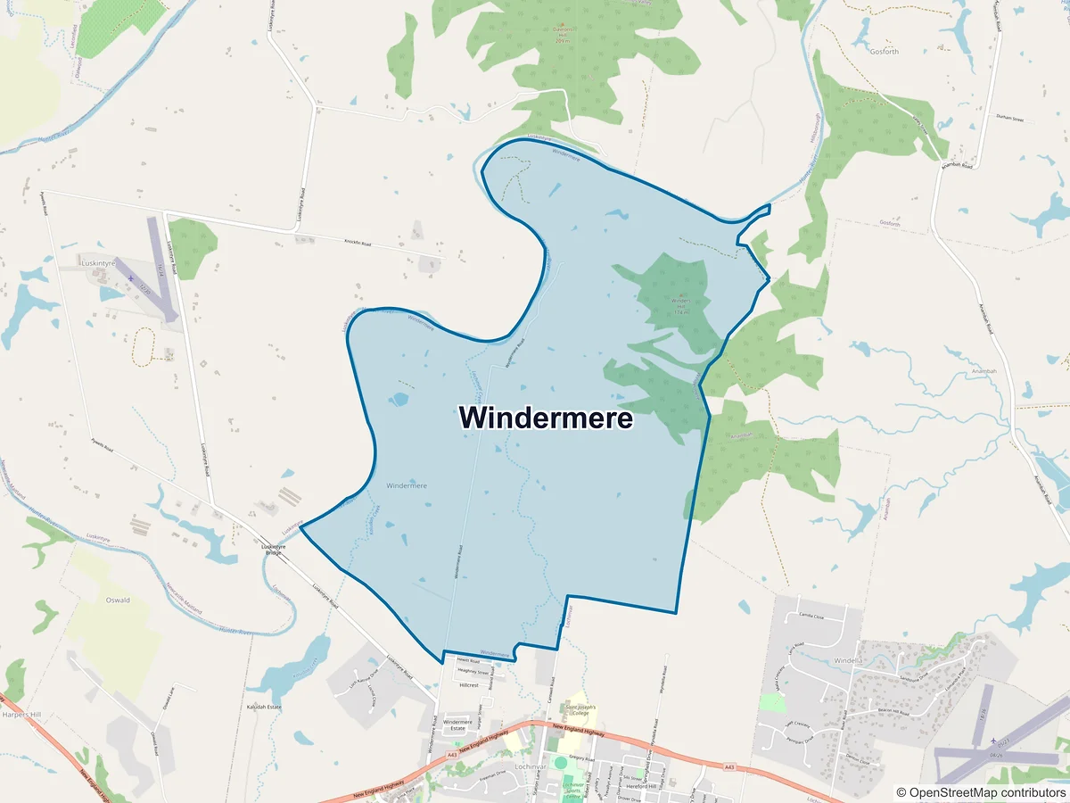 Map of Windermere, NSW, Australia