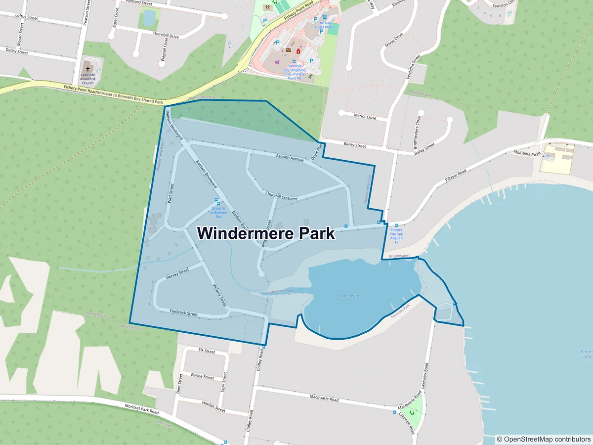 Map of Windermere Park, NSW, Australia
