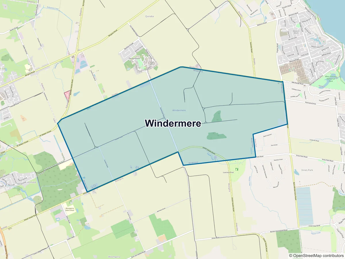 Map of Windermere, QLD, Australia