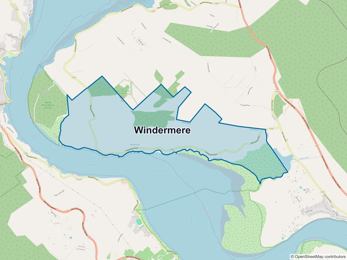 Map of Windermere, TAS, Australia