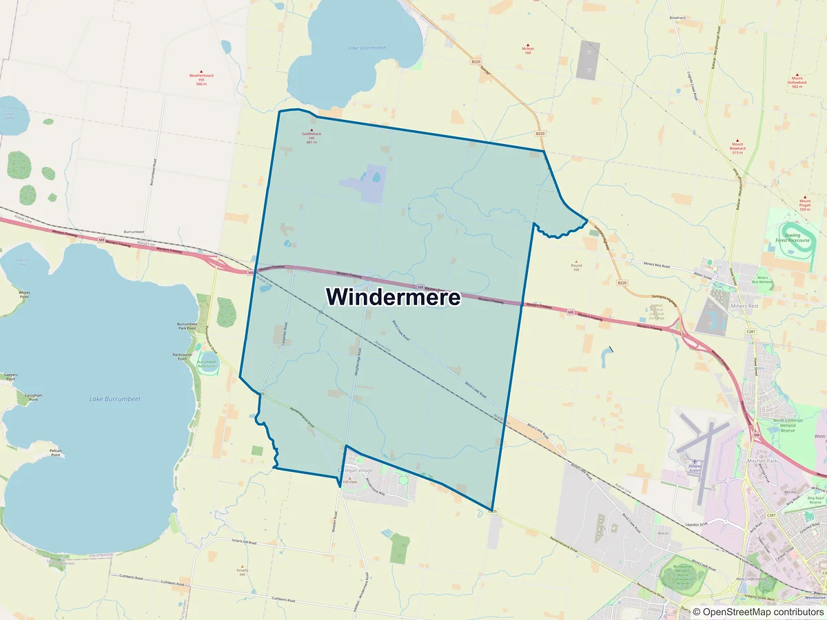 Map of Windermere, VIC, Australia