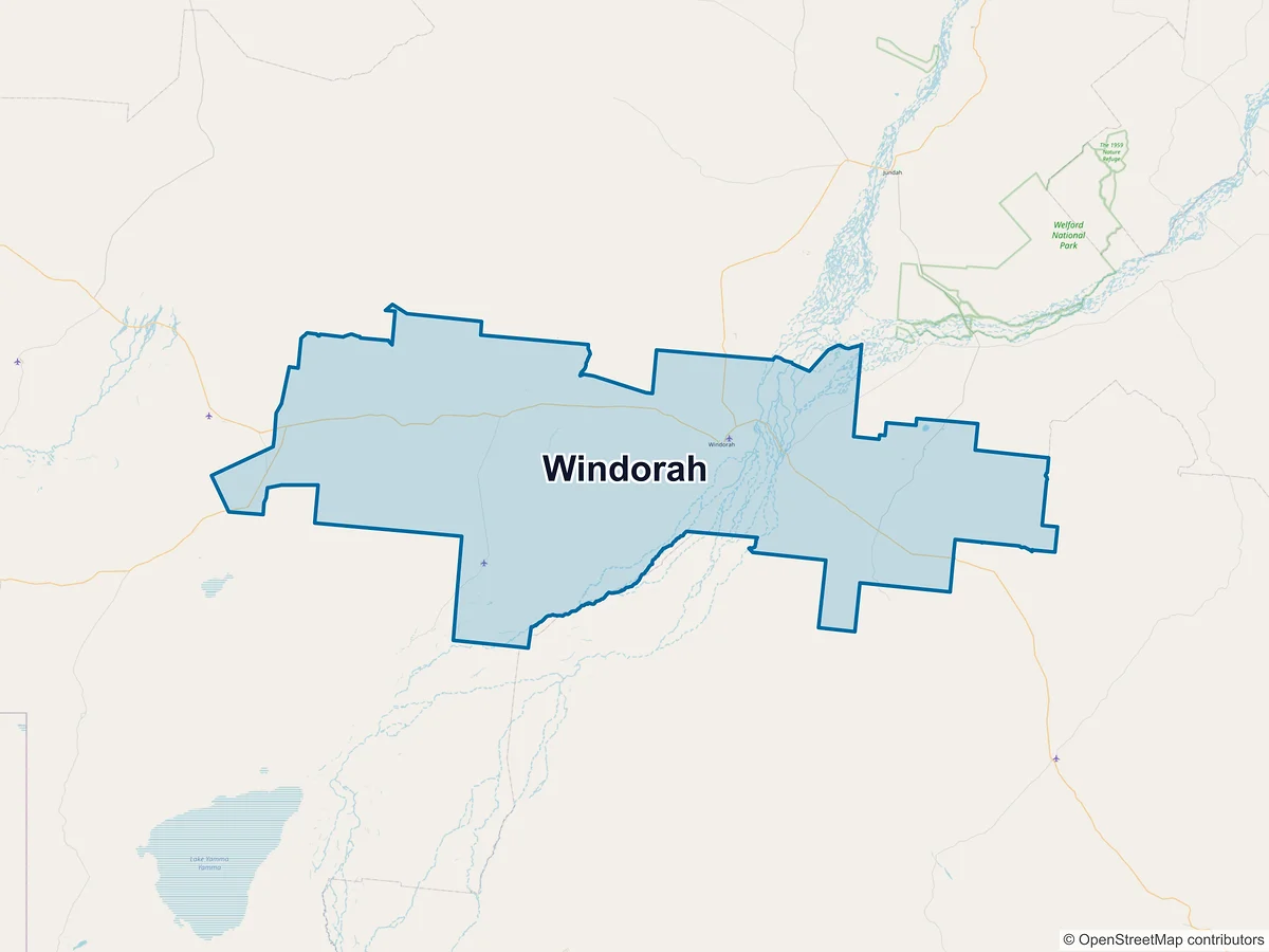 Map of Windorah, QLD, Australia