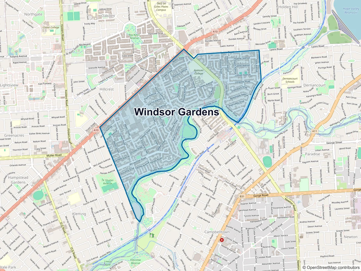 Map of Windsor Gardens, SA, Australia