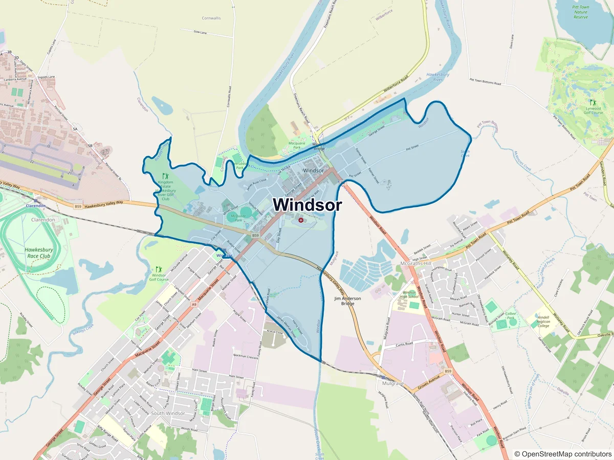 Map of Windsor, NSW, Australia