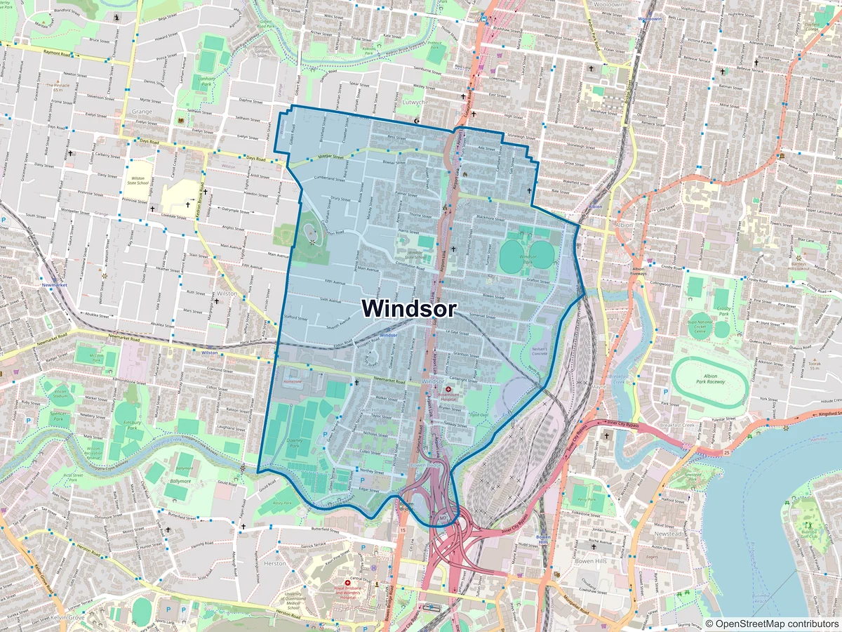 Map of Windsor, QLD, Australia