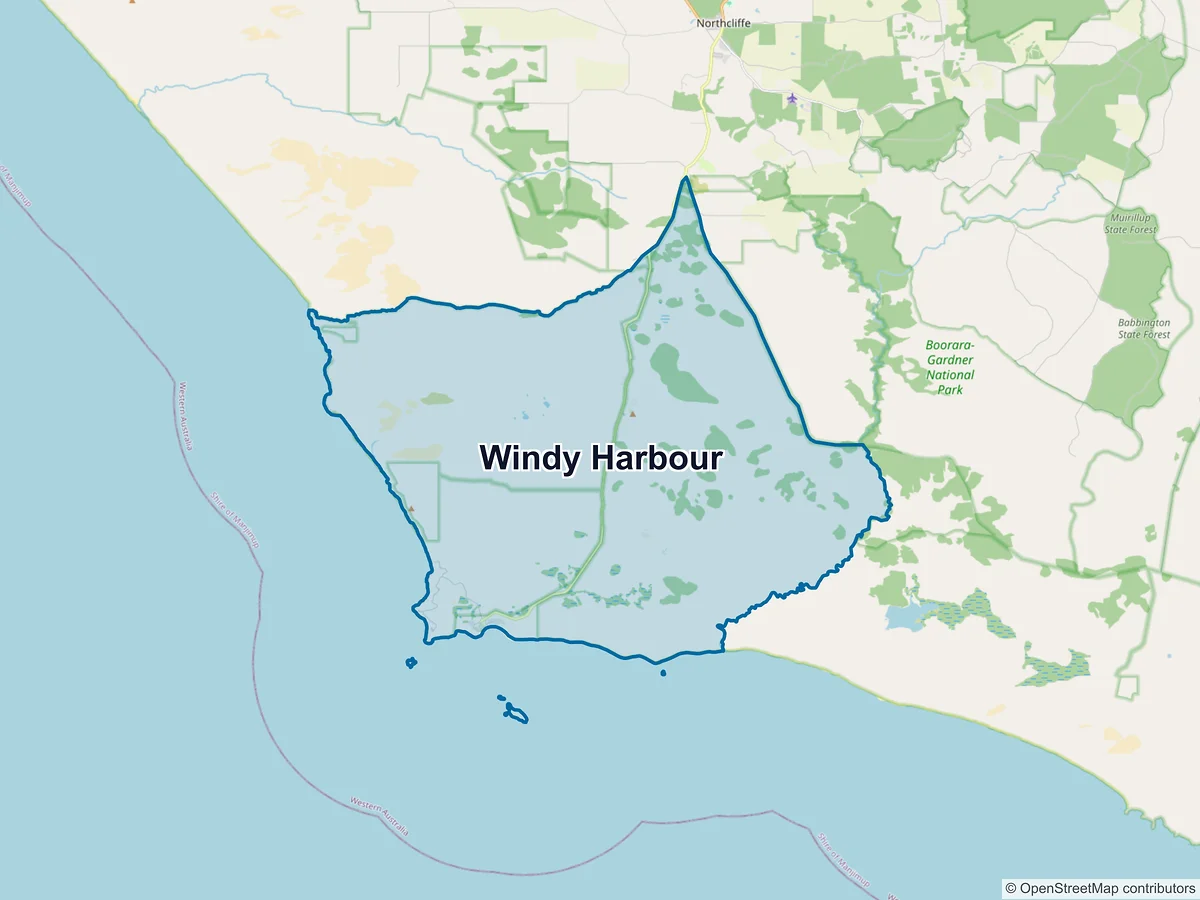 Map of Windy Harbour, WA, Australia