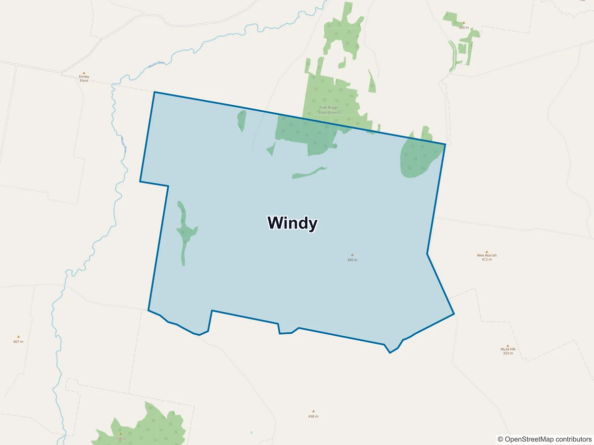 Map of Windy, NSW, Australia