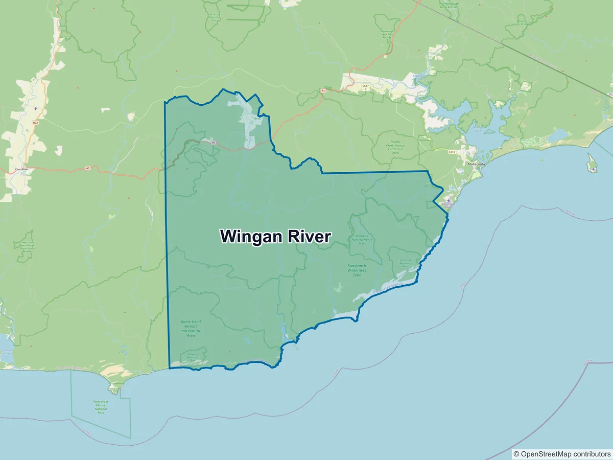 Map of Wingan River, VIC, Australia