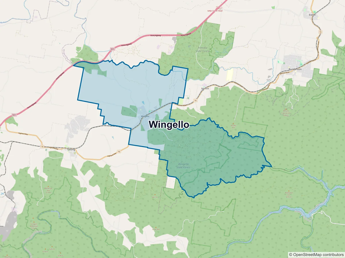 Map of Wingello, NSW, Australia
