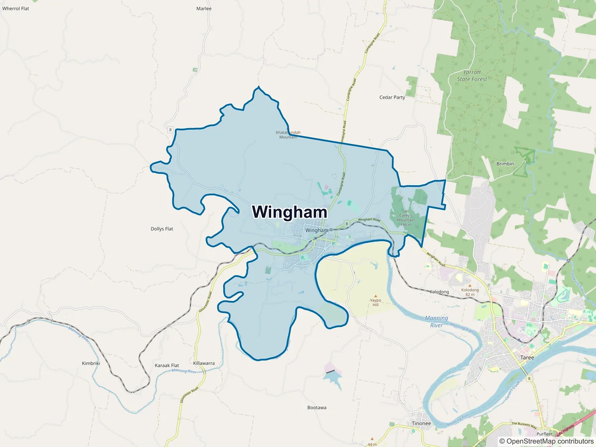 Map of Wingham, NSW, Australia