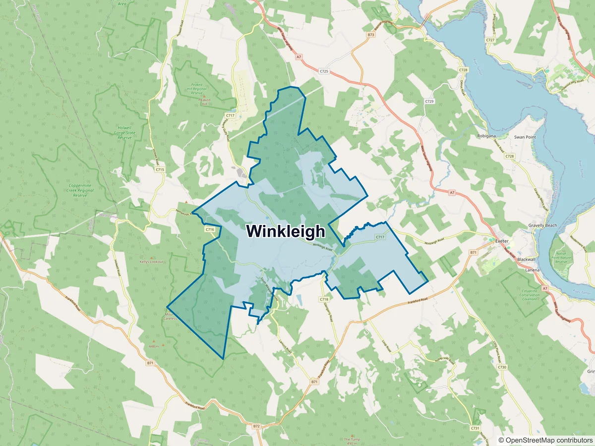 Map of Winkleigh, TAS, Australia